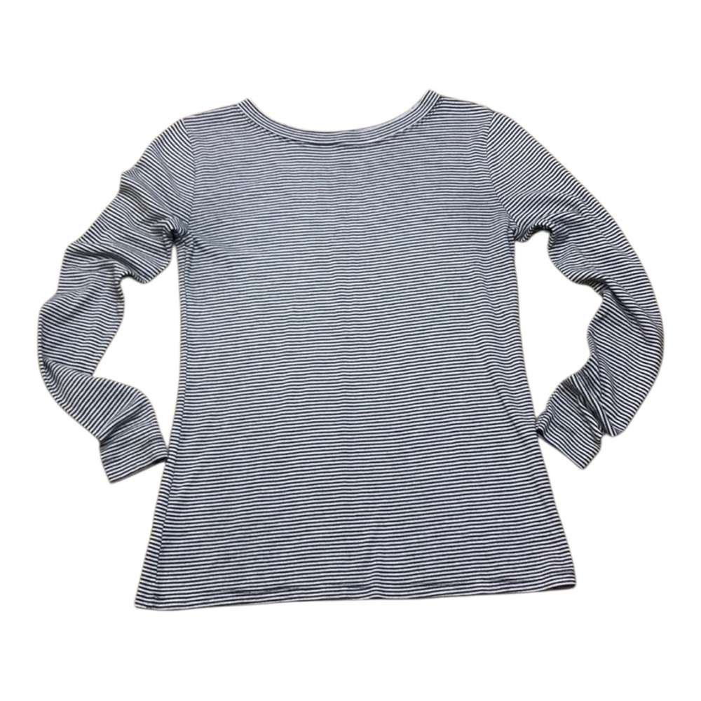 Loft Crew Neck Long Sleeve Super Soft Tee with Black and White Stripes, Size XS